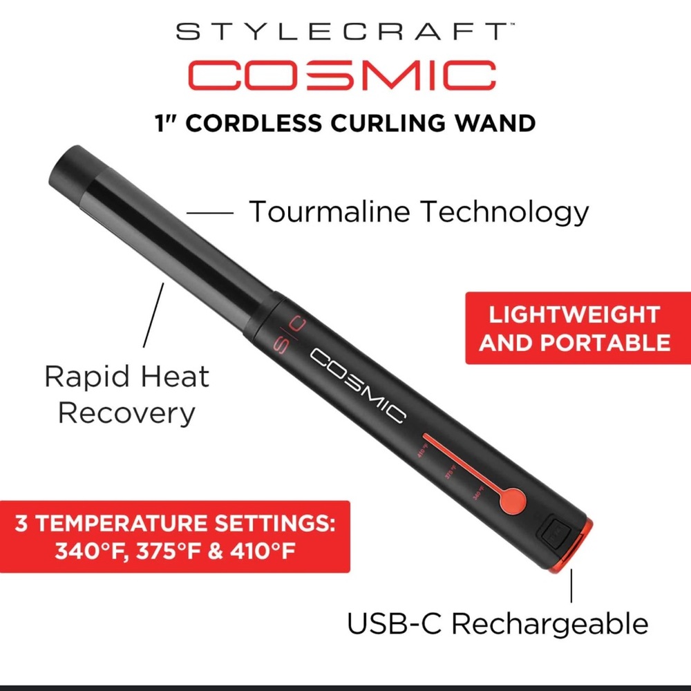 StyleCraft Cosmic 1"‎ Cordless Curling Wand